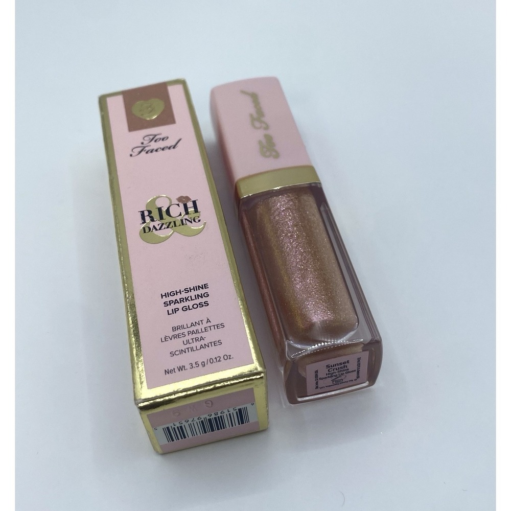 TOO FACED Rich Dazzling SUNSET CRUSH High Shine Sparkling Lip Gloss Mini NIB